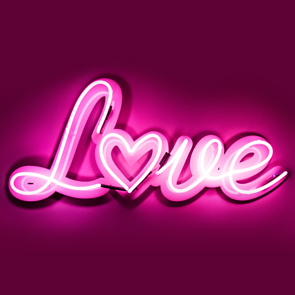 Neon Pink Love - Kemp London - Bespoke neon signs and prop hire.