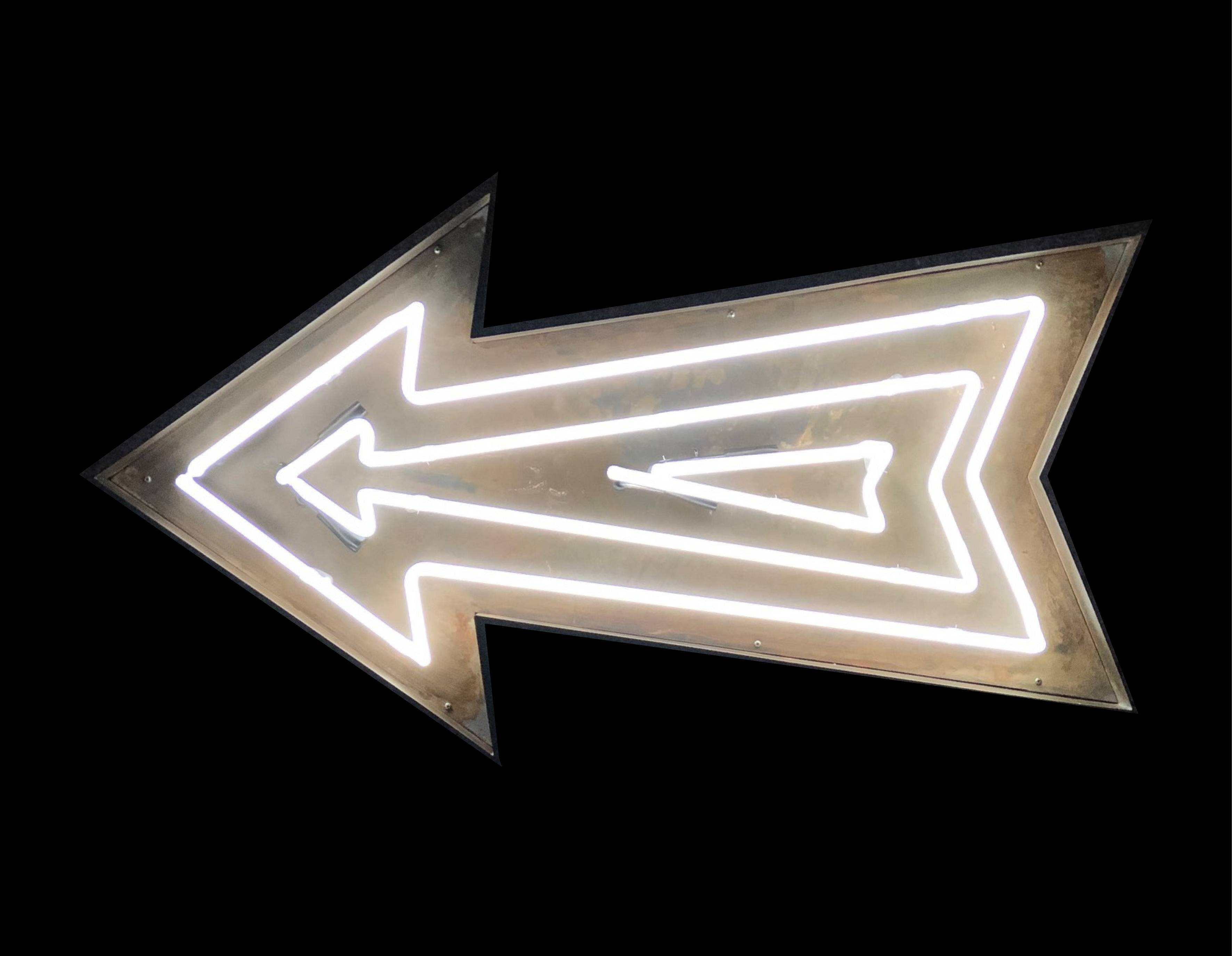 Neon White Arrow - Kemp London - Bespoke neon signs and prop hire.